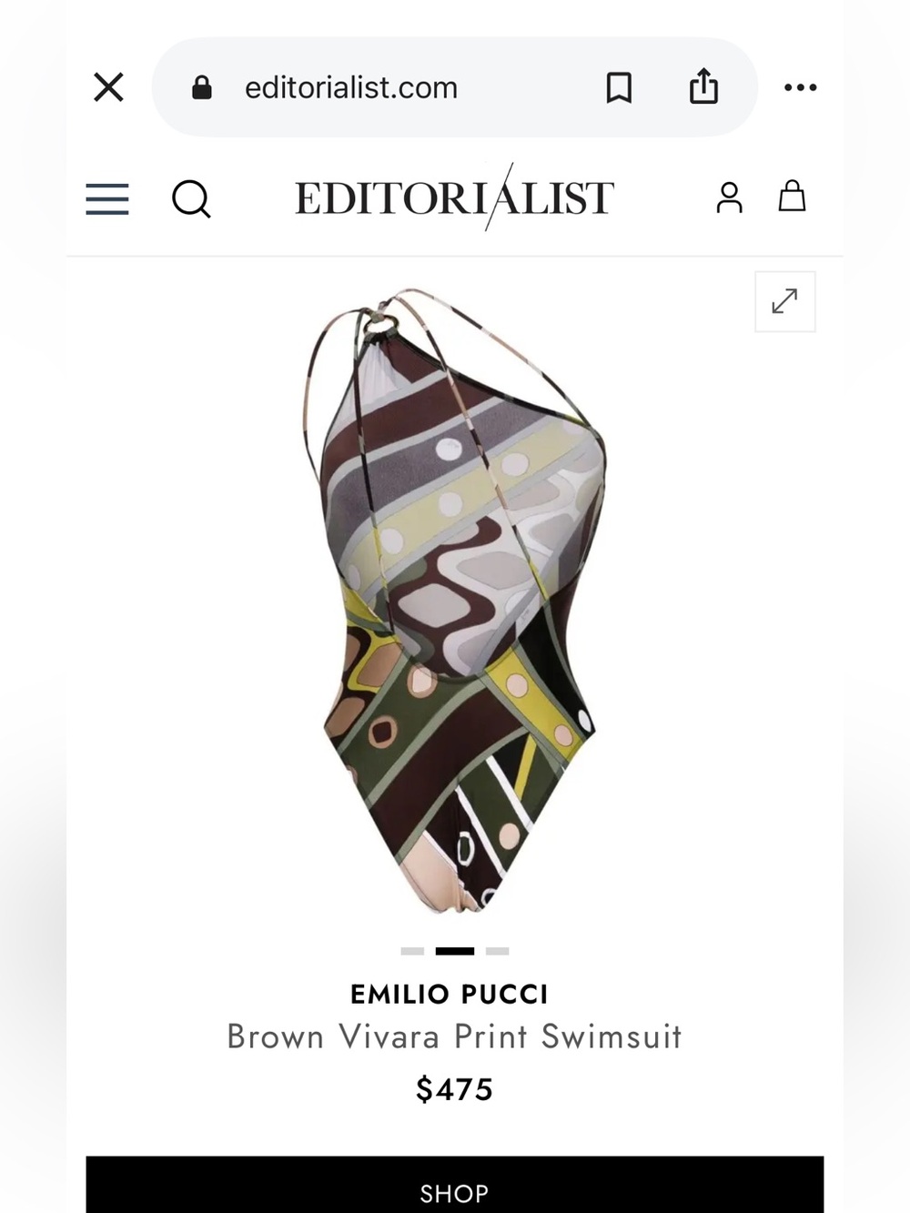 PUCCI one piece swimsuit Stylish Brown and Green Geometric Scarf like new - Picture 2 of 7